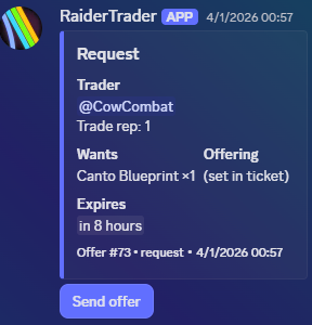 RaiderTrader request screenshot